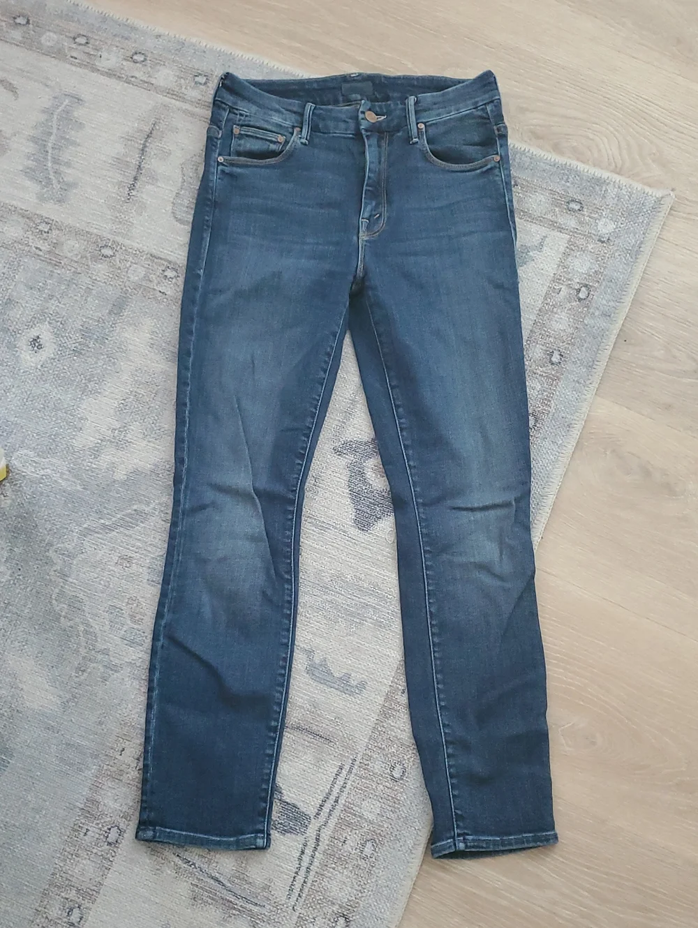 Mother High Waisted Looker Crop Pardon My French Blue Soft Stretch Jeans Sz25